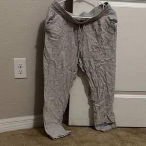 Anne Klein Men's Grey Pinstripe Drawstring Joggers